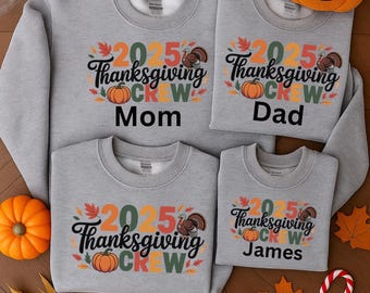 2025 Thanksgiving Crew Familie Sweatshirt, Familie Thanksgiving Hoodie, Thanksgiving Familientreffen, Benutzerdefiniertes Thanksgiving Familien-Sweatshirt
