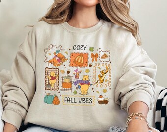 Sudadera vintage de Pooh y sus amigos para otoño, sudadera con capucha de Disney Coquette para otoño, sudadera de Disney para Acción de Gracias, suéter de Pooh y compañía para otoño, regalo de Disney