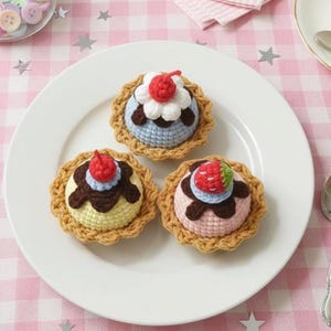 Chocolate Tart Crochet PDF Pattern - Step by Step Crochet French Cake Beginner Friendly - Crochet Dessert Cake Pattern - Cute Play Food