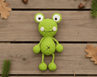 Patrón de llavero de rana de patas largas a crochet – Tutorial en PDF de rana amigurumi adorable, idea de regalo para llavero de animal hecho a mano
