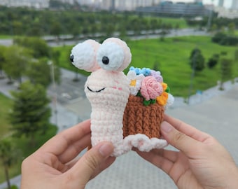 カタツムリの植木鉢かぎ針編みパターン - 簡単な編みぐるみホームデコレーションPDFチュートリアル