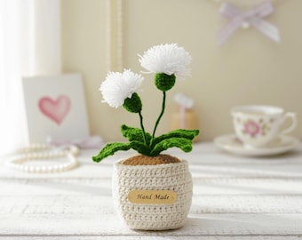 Crochet Dandelion Flower Pot PDF Pattern - Cute Amigurumi Planter Tutorial, How to Crochet Flower Decor Pot