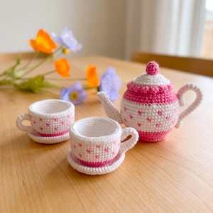 Crochet Tea Set PDF Pattern - 2in1 Crochet Tea Pot & Tea Cup Amigurumi, Play Food Crochet Pattern, Pretend Play Amigurumi Kitchen Decoration
