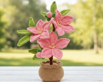 Mini Peach Blossom Crochet Pattern – Lovely Potted Flower Amigurumi PDF Guide