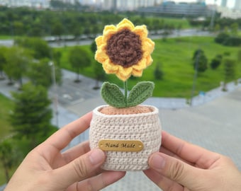 鉢植えのひまわりの編みぐるみ PDF かぎ針編みパターン サンシャイン