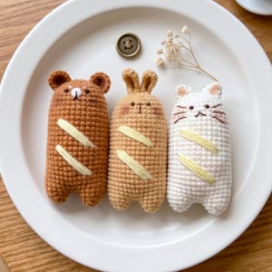 Animals Bread Low sew Crochet PDF Pattern - Cute Bread Easy Crochet Amigurumi: Cat, Bunny, Bear - Cute Play Food Decoration
