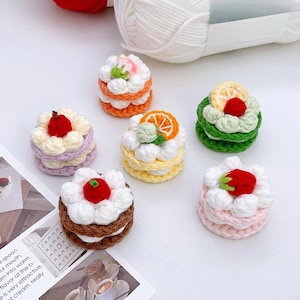 Paquete de patrones de mini cupcakes a crochet - Tutorial de amigurumi de pastel de crema de frutas 6 en 1 - Amigurumi de postre a crochet - Patrón de comida de juguete a crochet
