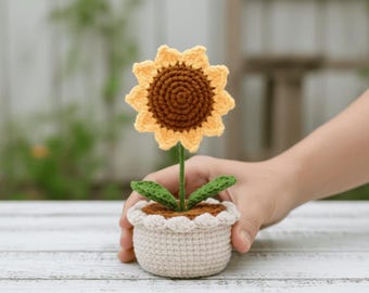 ひまわりの鉢の編み図（PDF） - かぎ針編みの植木鉢のあみぐるみ