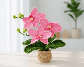 Orchid Flower Crochet Pattern – Beautiful Potted Bloom Amigurumi PDF Guide
