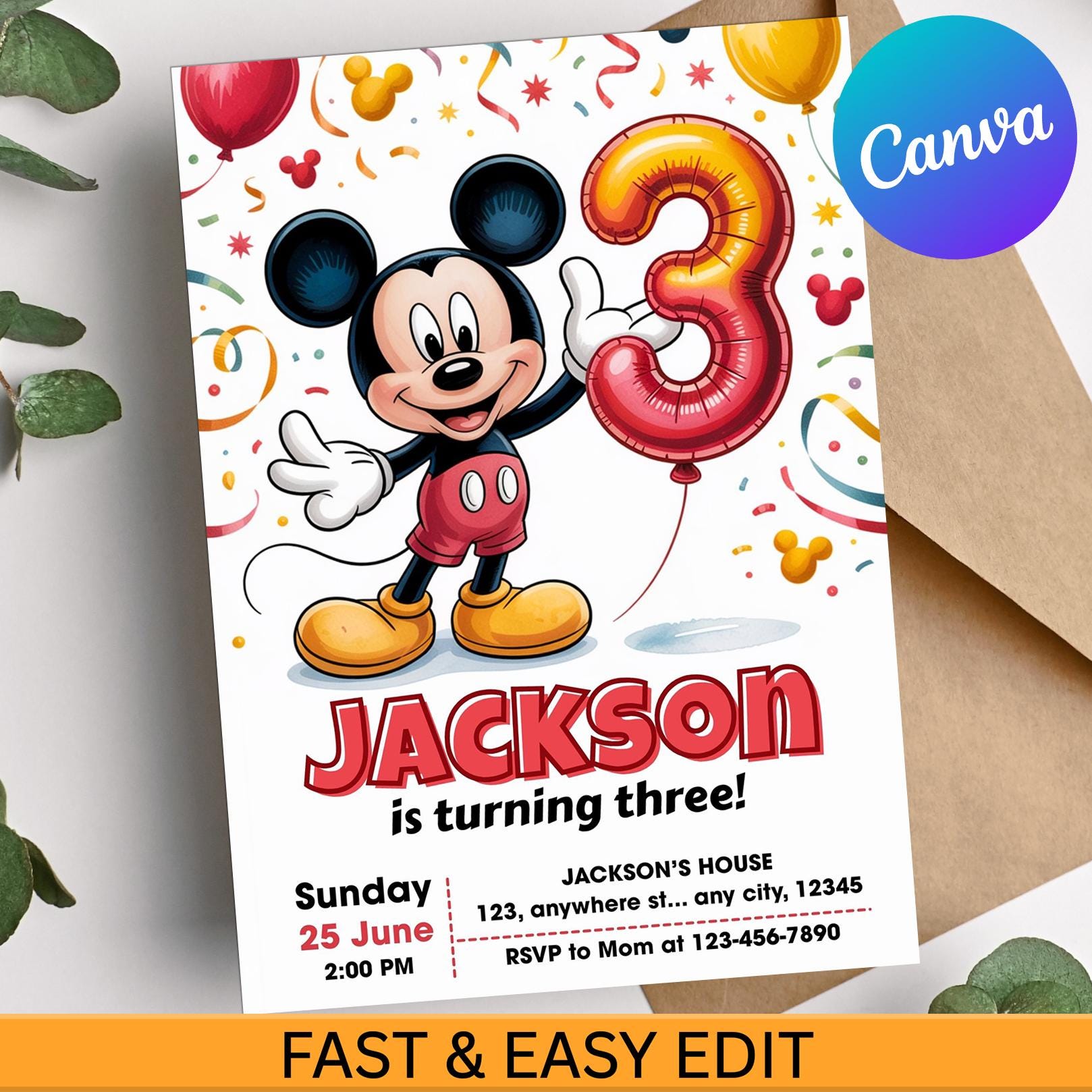 Invitación mickey - Etsy México, image size:1618x1618