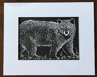 Black Bear Linocut Print: Original Wall Art by Gina Stark