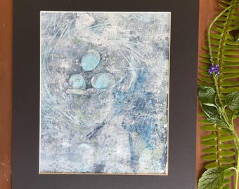 Contemporary Abstract Nature Art Print, Three Blue Eggs