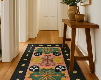 Handwoven Wool Jute Kilim Rug, Wool Jute Rug, Navajo Kilim Rug, Custom Rug Kilim Jute Rug, Flatweave Rug, Bohemian Rug, Indian Dhurrie Rug,