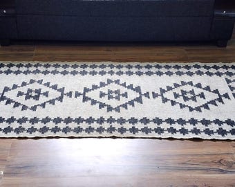Handmade Wool Jute Kilim Rug, Handwoven Wool Jute Rug,  Bohemian Rug, Indian Dhurrie Rug Boho Décor Rug, Kilim Jute Rug, Flatweave Rug,