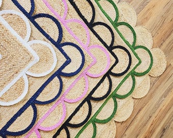 Ausgebogter Juteteppich Handgefertigter Natürlicher Juteteppich Rechteckiger Läufer Teppich Boho