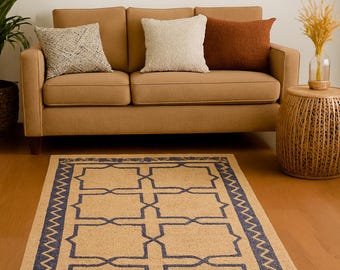 Wool Jute Kilim Rug, Handwoven Wool Jute Rug, Kilim Jute Rug,Navajo Kilim Rug, Flatweave Rug,Bohemian Rug, Indian Dhurrie Rug, Customize Rug