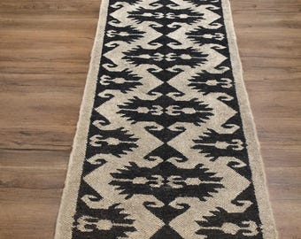 Handmade Wool Jute Kilim Rug, Handwoven Wool Jute Rug, Boho Décor Rug, Indian Dhurrie Rug Kilim Jute Rug, Flatweave Rug, Bohemian Rug,