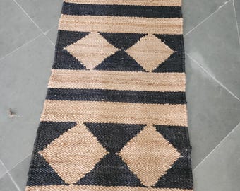 Handwoven Hemp Jute Rug, Natural Eco Friendly Area Rug, Boho Farmhouse Rug, Living Room Bedroom Rug, Sustainable Rug