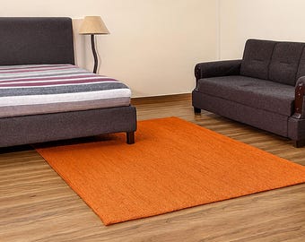 Handwoven Orange Jute braided  Rug – Eco-Friendly Braided Handwoven natural  Braided orange Jute Rug  Eco-Friendly Home Décor