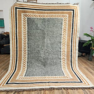 Wollen jute kelimtapijt, vintage vloerkleed, woondecoratietapijten, wollen vloerkleed nieuwe maat, boho decortapijt, handgemaakt wollen jute vloerkleed