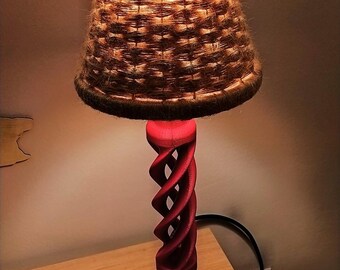 Spiral Glow Table Lamp – Handmade Desk Lamp with Natural Rope Shade – Warm Ambient Light for Home Decor