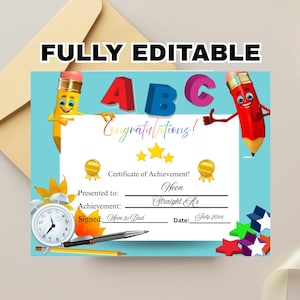 Certificaat van gefeliciteerd voor kinderen afdrukbaar - direct downloaden - kinderprestatie, goed gedaan - afdrukbare Kids Award - schoolcertificaat