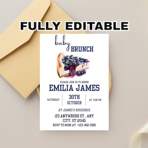 Blueberry Baby Brunch Baby Shower Invitation Editable Blueberry Pancake Baby Shower Invite Printable Baby Brunch Invite Boy Sprinkle