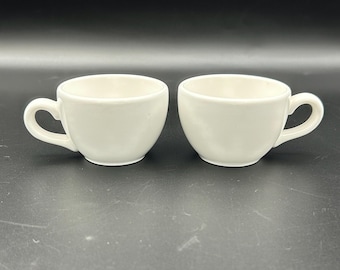 Vintage Steelite Albalite Espresso Cups Set of 2 | White Ironstone Demitasse Cups | Made in England | Minimalist Coffee Cups | Cafe Style