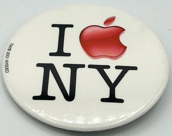 Vintage 2001 I Apple NY Button | Official Parody Pin | NYC Collectible