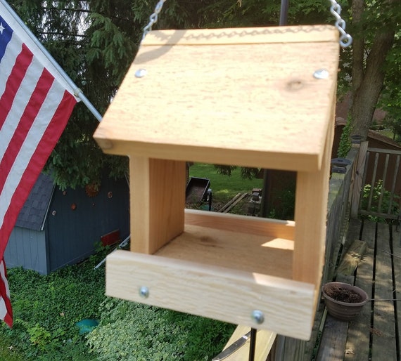 Small Cedar Fly Thru Bird Feeder Etsy