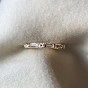 Lab Grown Diamond Stackable Band Baguette Diamond Modern Deco Ring 14K 18K Solid Gold Yellow White Rose Stacking Ring Matching Band For Ring