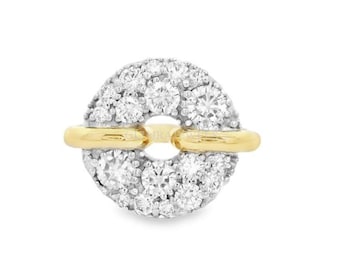 Pave Diamond Signet Ring 14K Real Gold Pinky Ring Minimalist Sparkle Ring 10k 18k Gold Buble Signet Ring Micro Pave Gold Dome Pinky Ring