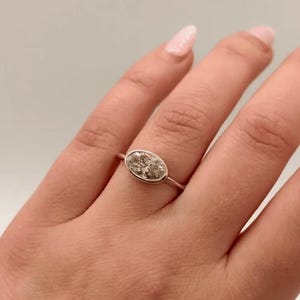 Oval Cut Bezel Set Lab Diamond Engagement Ring Elongated Oval Cut Soft Knife Edge Band 18K Solid Gold Diamond Ring 14K Promise Ring For Her