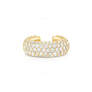 Pave Diamant Bombe Ohrmanschette 14k 18k echtes solides Gold Lab gewachsen Diamant kein Piercing erforderlich Feiner Schmuck Minimalist stapelbar Kuppel Ohrmanschette