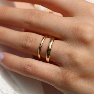 14k 18k Real Plain Gold Ring Minimal Thin Stackable Rings For Women Dome Ring Minimalist Chunky Gold Ring 10k Dainty Stacking Wedding Ring