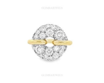 Pave Diamond Signet Ring 14K Real Gold Pinky Ring Minimalist Sparkle Ring 10k 18k Gold Buble Signet Ring Micro Pave Gold Dome Pinky Ring