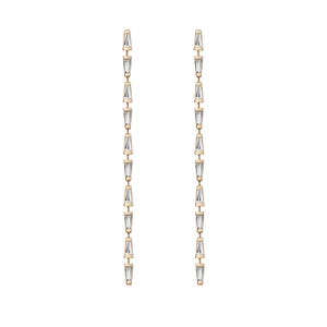 Diamond Drop Diamond Earrings in 14K 18K Solid Gold  2.5ct White Diamonds  Architectural Inspired  Statement Earrings Long Lariat Earrings