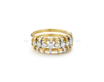 Floating Diamond Statement Ring 18k Lab-Created Diamond Sliding Stone Ring Everyday Fine Jewelry Sparkling Elegant Luxury Cocktail Ring