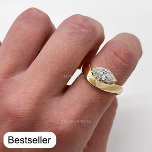 Welle Marquise Schliff Diamant Wolke Ring Skulpturale Band 14K Real Solid Gold Lab gewachsener Diamant Ring 18K Moderner Verlobungsring Gewellter Bandring