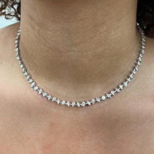 Multi Shape Diamond Tennis Necklace Unique Choker Diamond Necklace in 14k Real Gold Diamond Choker Necklace 18k Bridal Wedding Necklace