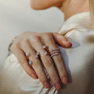 MultiShape Diamond Ring 14k Solid Gold Pear Round And Cushion Cut Diamond Ring Unique Stacking Ring 18k Elegant Statement Ring Gift For Her