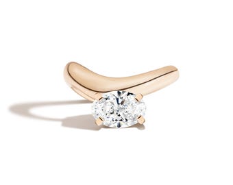 Unique Curved Oval Cut Diamond Cloud Ring Lab Grown Diamond Wave Gold Band 14K 18K Solid Gold  Unique Engagement Ring Chunky Statement Ring