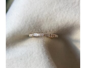Lab Grown Diamond Stackable Band Baguette Diamond Modern Deco Ring 14K 18K Solid Gold Yellow White Rose Stacking Ring Matching Band For Ring