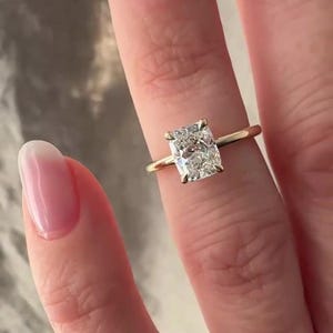 Cushion Cut Prong Set Wedding Ring 14k Real Solid Gold Lab Grown Diamond Ring Solitaire Engagement Ring 1.10 Carat Colorless Diamond Ring