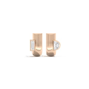 Huggie Creolen 14K 18K Gold Diamant Creolen Halbe Creolen Minimalistische Ohrringe Lünette Set Creolen Dicke Creolen