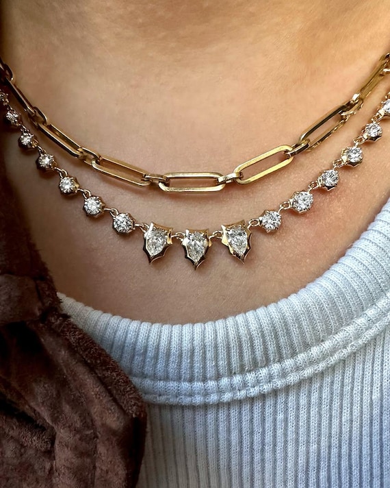 14 Kゴールドネックレスwith天然アメジスト並行輸入 14 Kソリッドゴールドネックレスwith天然ダイヤモンドとMarquis形