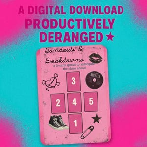 Stesura dei Tarocchi di Bandids & Breakdowns + Pagina di Diario / PDF Stampabile / Divinazione Grunge Bubblegum / Layout dei Tarocchi a 5 Carte / Download Digitale