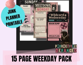 Grunge Daily Journal Pages | Dark Pink Chaos Printable (PDF)