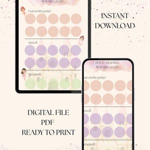 INSTANT DOWNLOAD Printable Toddler Potty Training Chart, Kids Fairy Sticker Chart, Toilet Training Sticker Reward Chart, Cute