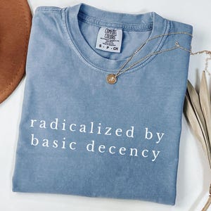 Radicalized by basic decency Comfort Colors® Shirt, Political Protest Shirt, Feminist Activist Gift, Liberal Unisex Tee